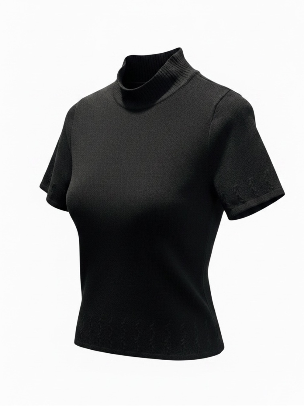 Sag Harbor EUC Black Short-Sleeve Mock Neck Sweater Top
